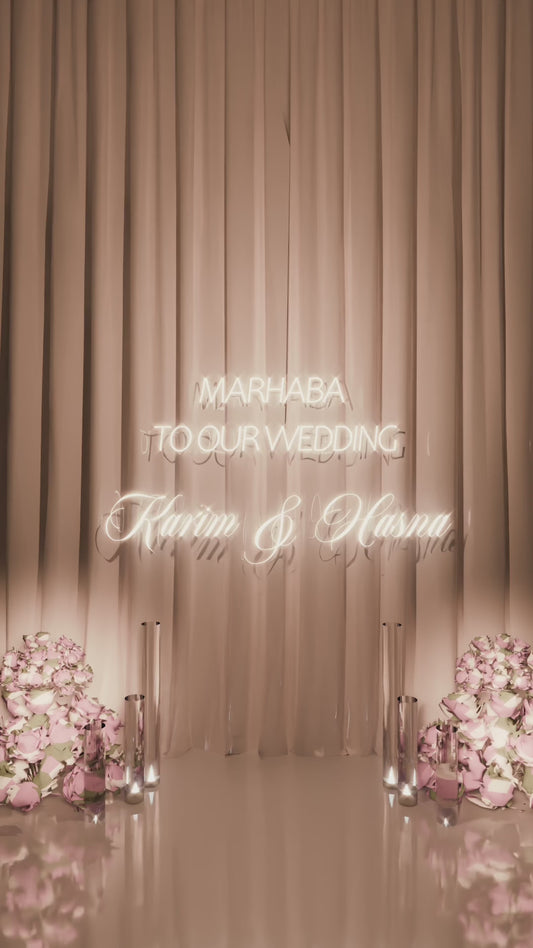 Wedding couple with stage
